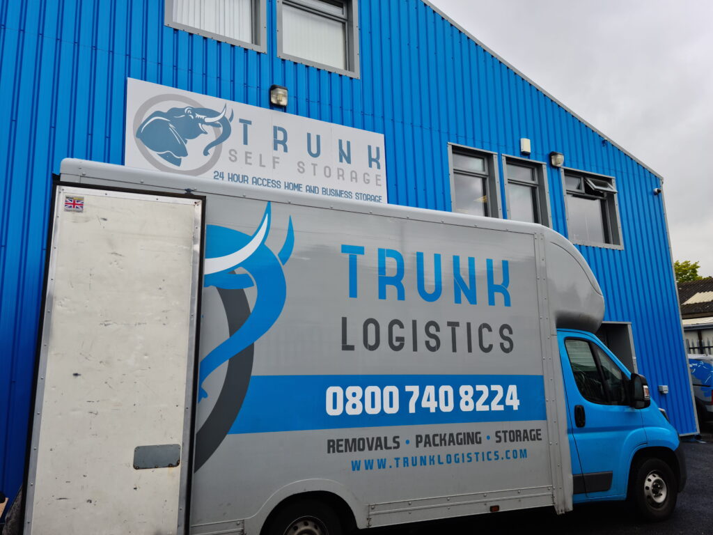 Disaster recovery removals vehicle at secure Trunk Self Storage facility