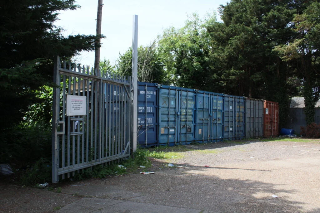 Self Storage Purfleet Drive-up storage containers inside secure gated yard in South Ockendon Essex