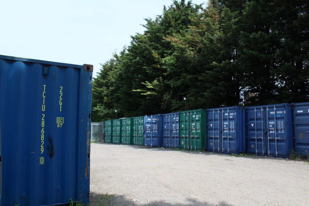Business Storage Row of secure shipping containers used for business storage in Essex
