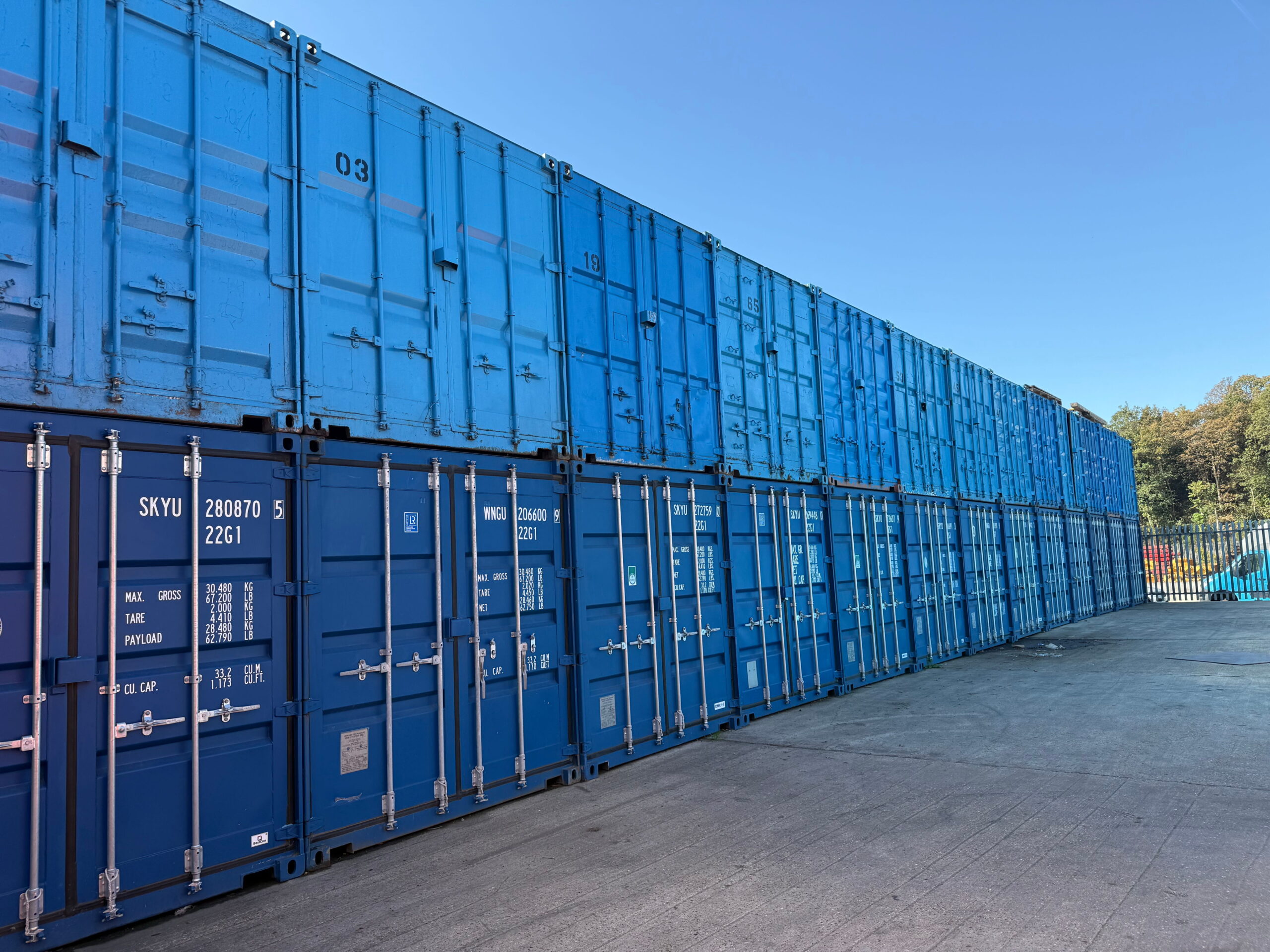 Stacked storage containers at Unit 53 Tower Road Grays Essex