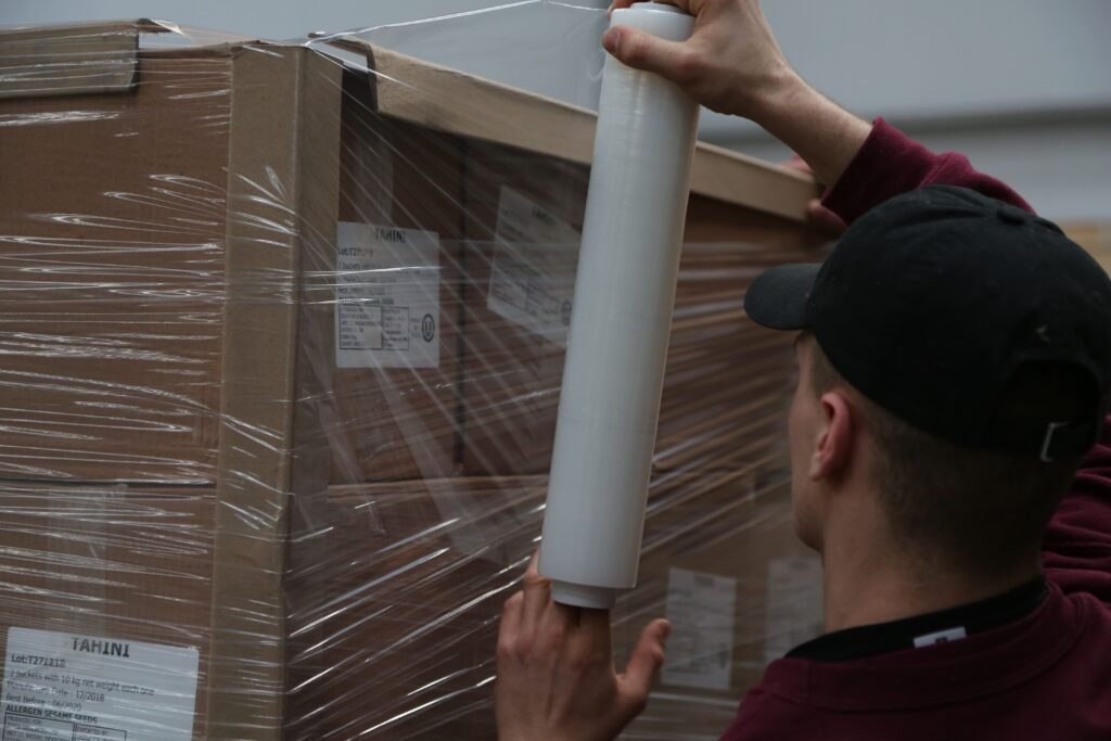 Container to Customer Fulfilment trunk logistics pallet wrapping dispatch preparation warehouse